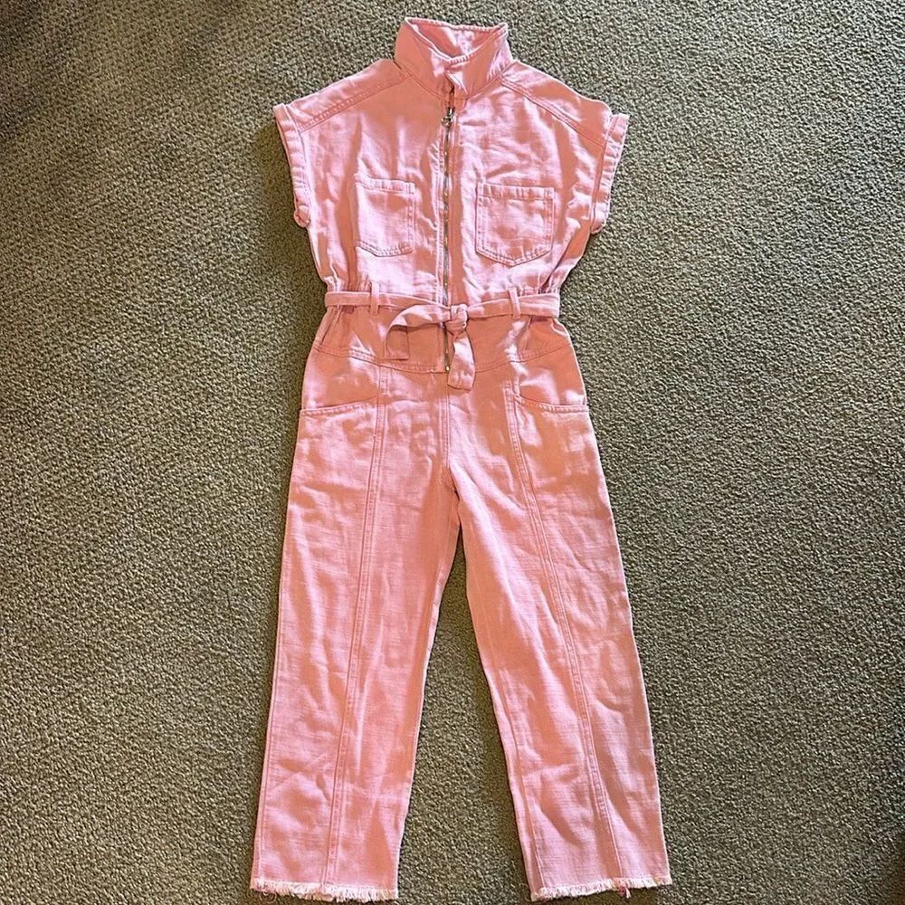 Zara Girls One Piece Pink Short-sleeve Zippered Jumpsuit - Size 8